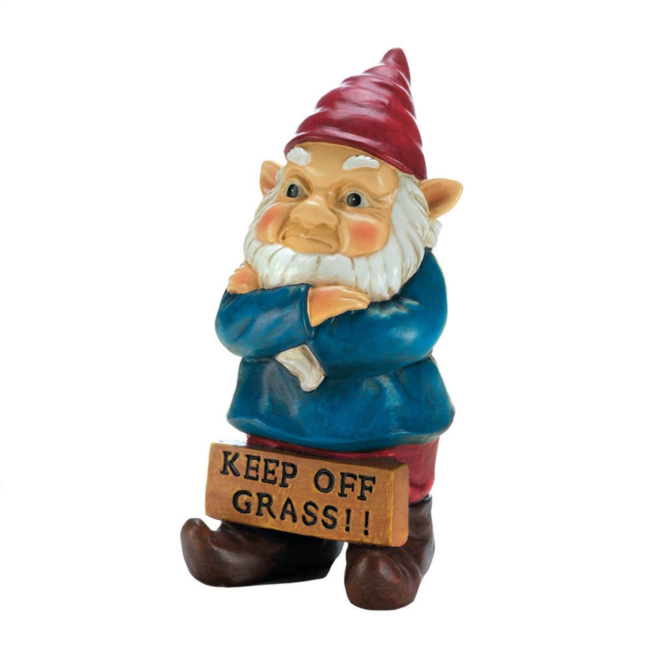 Keep Off Grass Grumpy Gnome 4.5" x 4.25" x 10"